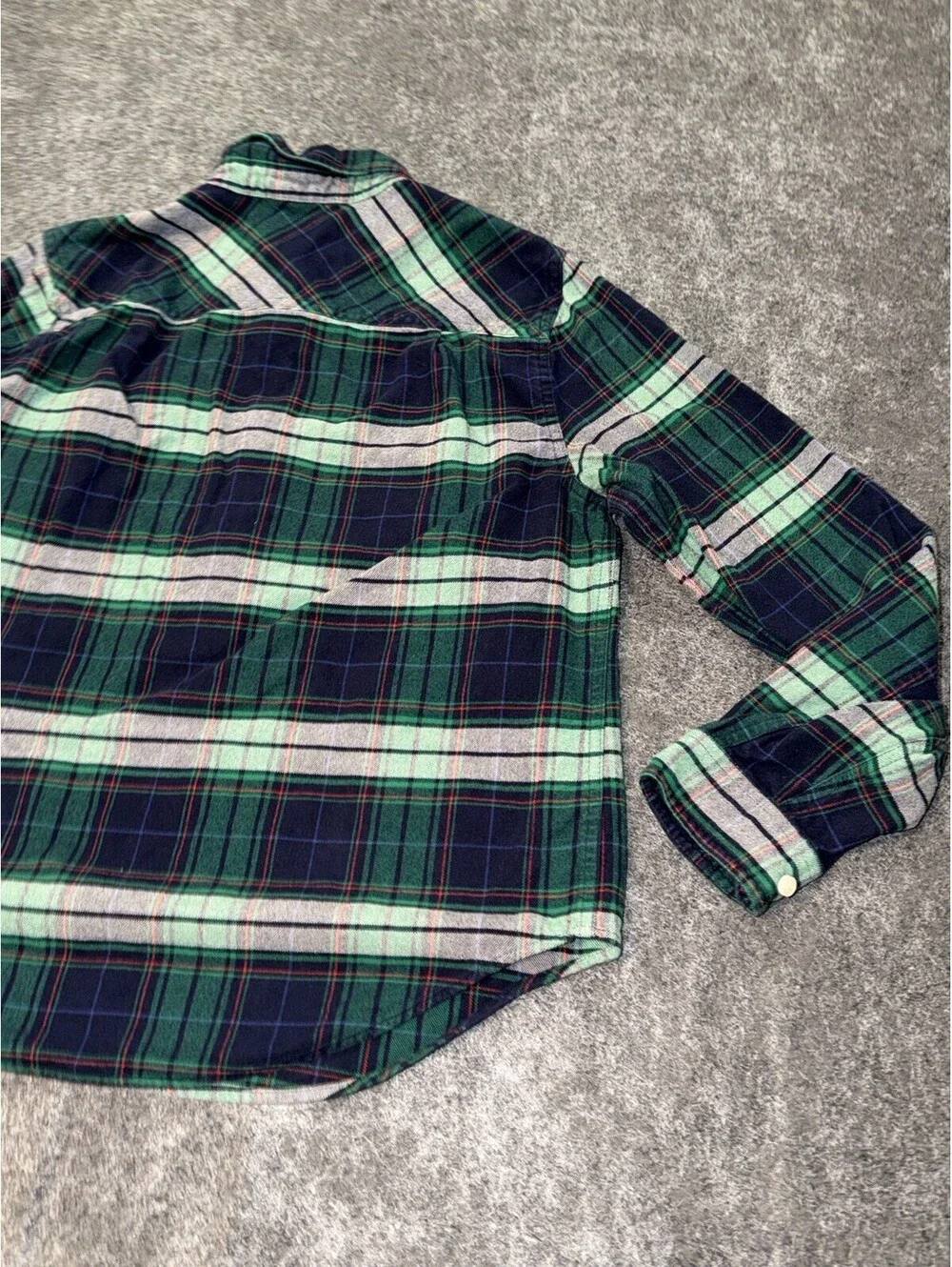 J.Crew Plaid Flannel Quarter Zip Shirt Men’s Medium Green Navy 100% Cotton